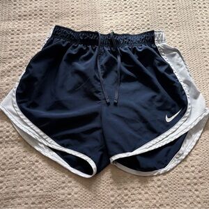 Nike Women's Dri FIT Tempo Blue & White Running Shorts - small